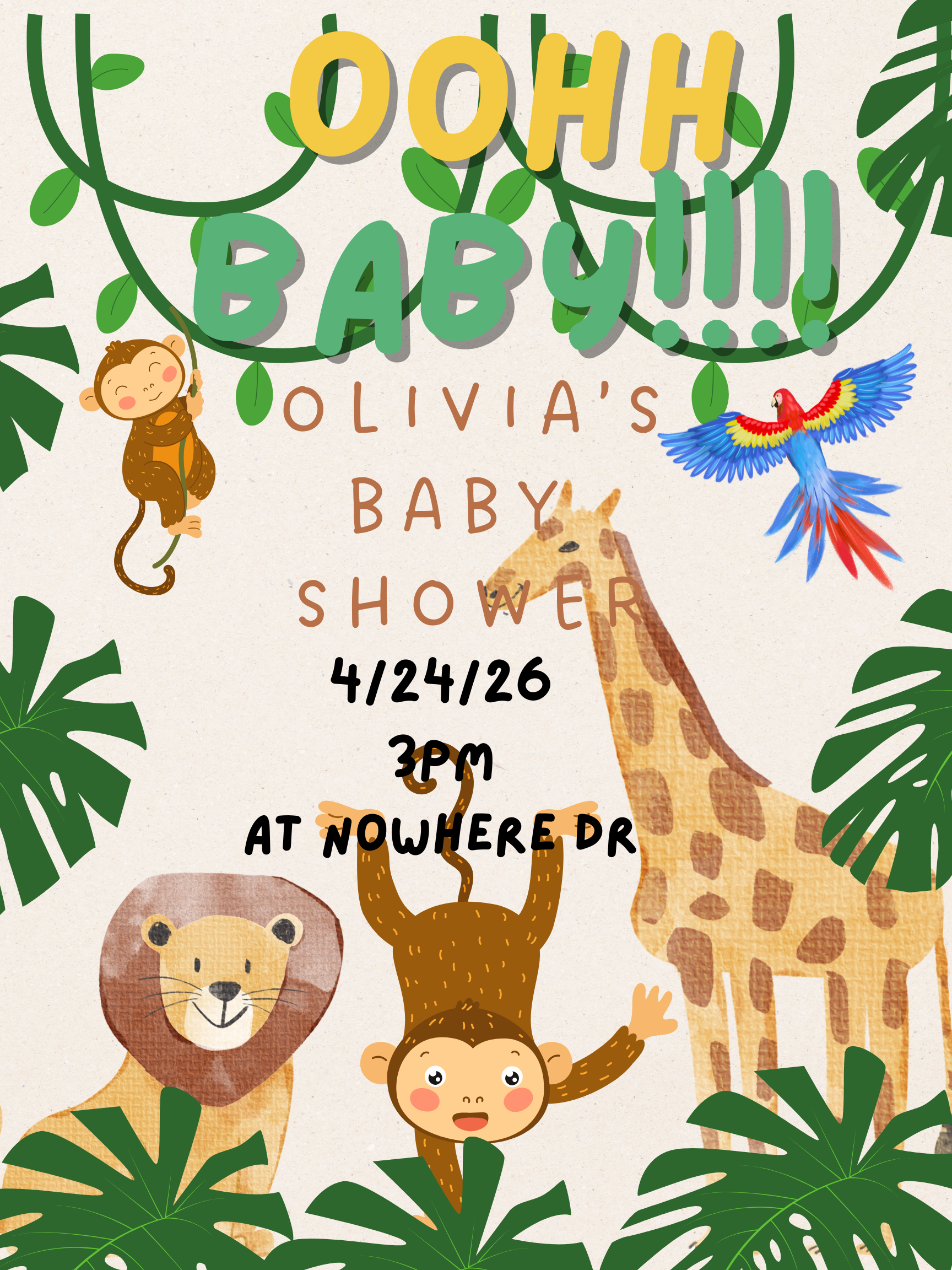 Jungle baby shower invitation