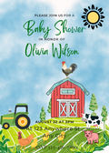 Farm animal baby shower invitation