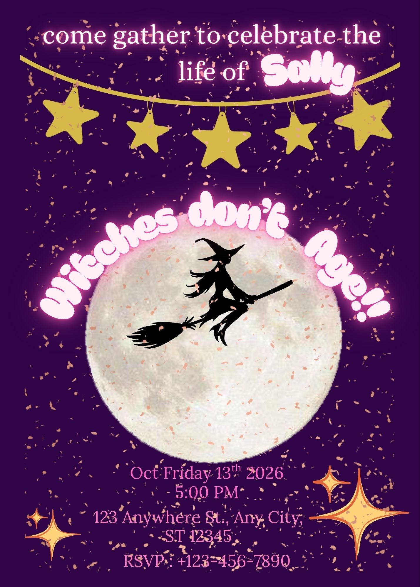 Witchy birthday invitation