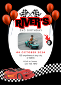 Race car birthday invitation