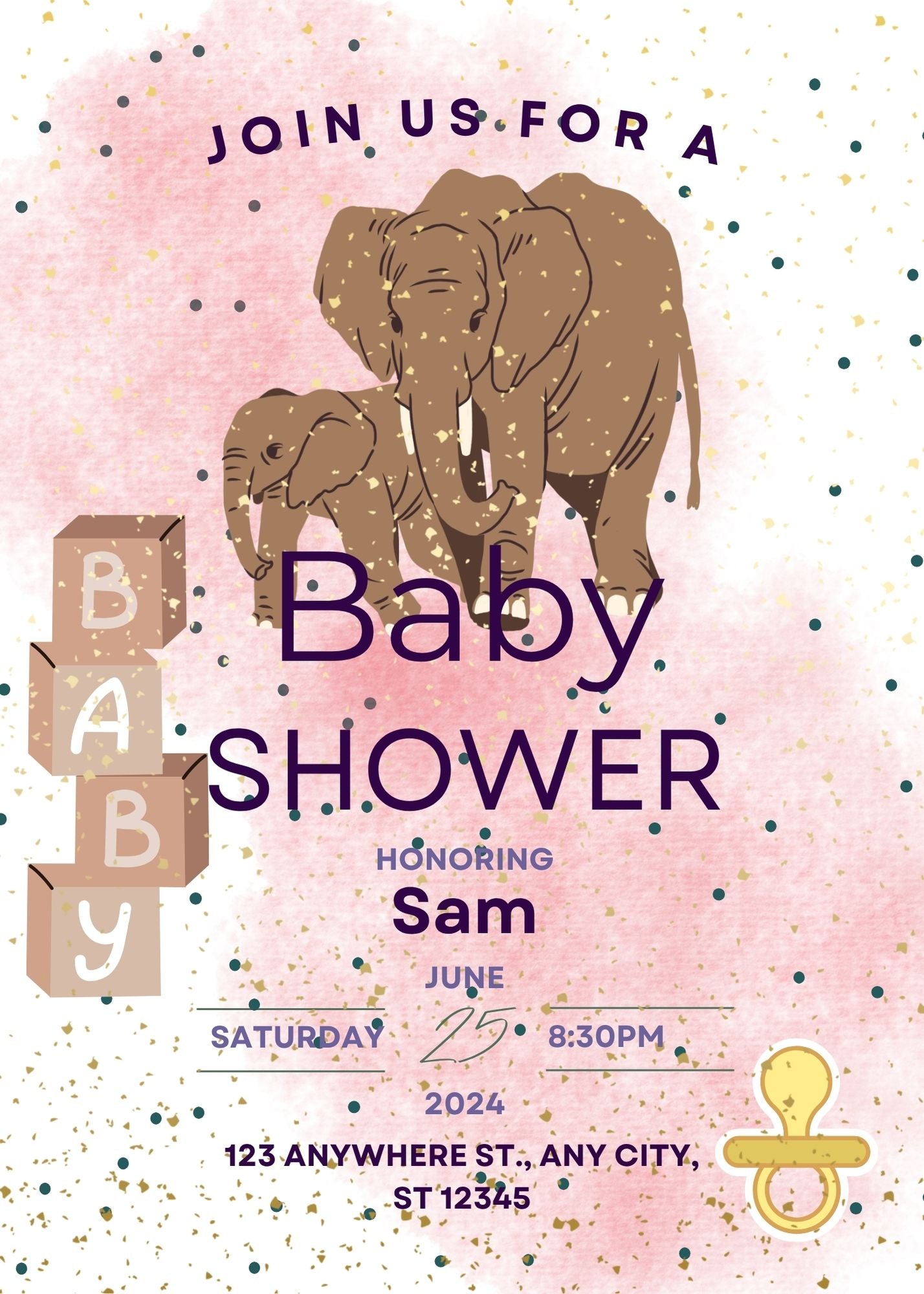 Elephant baby shower invitation