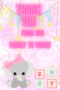 Baby shower thank you card