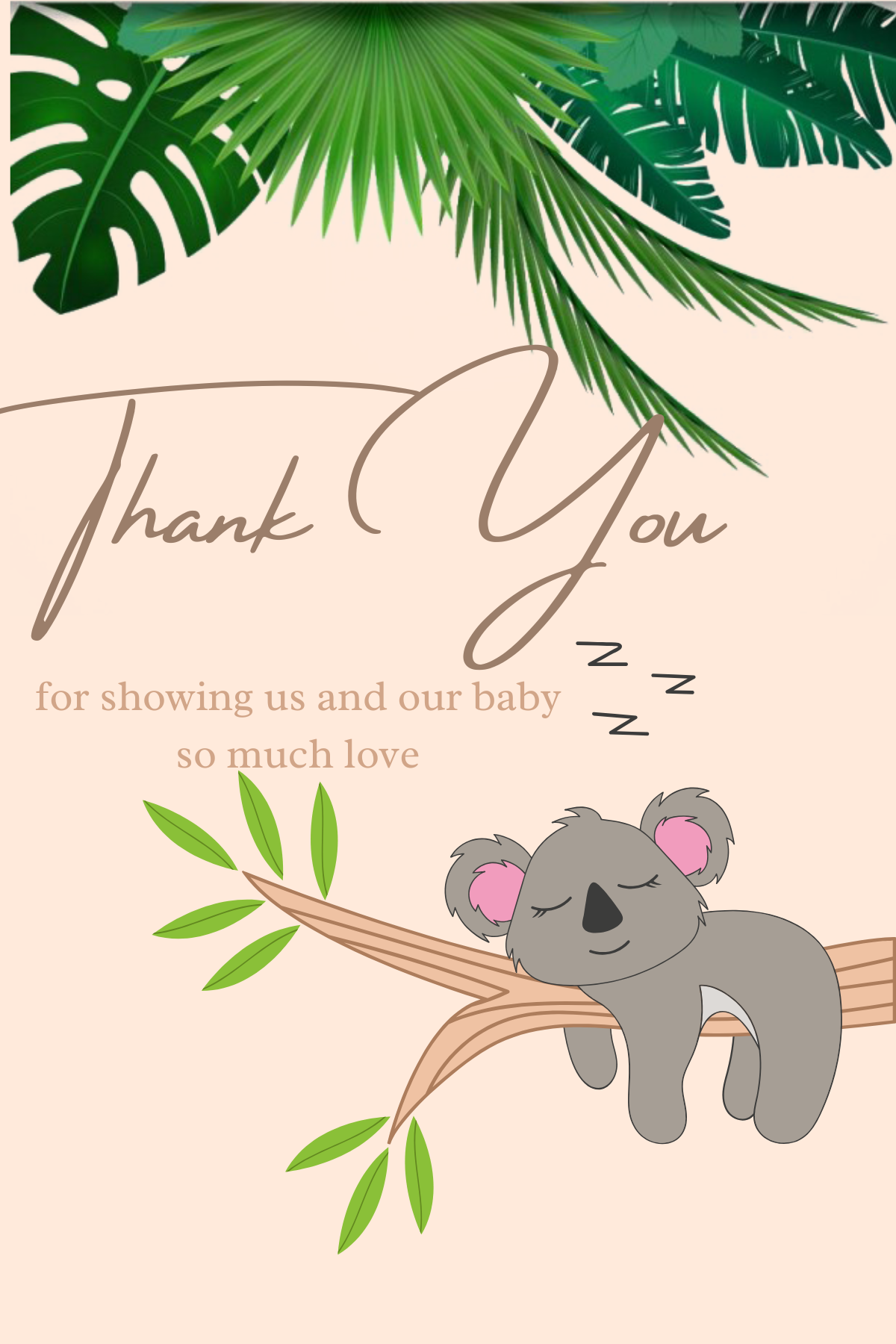 Baby shower thank you card